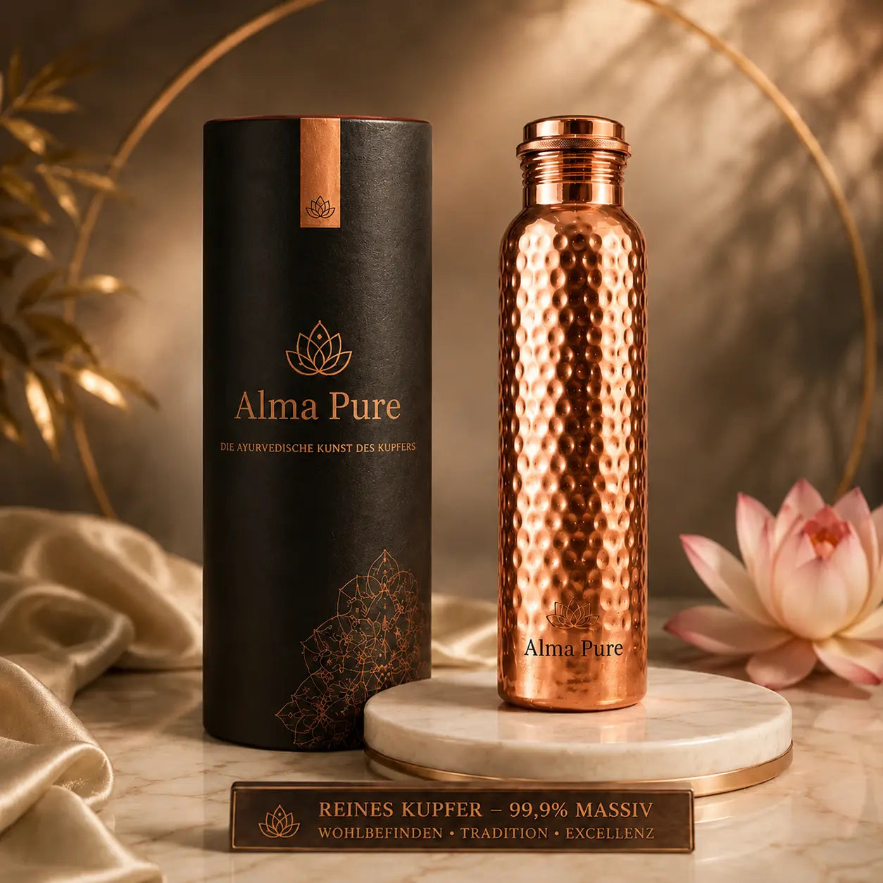 Alma Pure – Kupferflasche aus massivem Kupfer – Heritage Edition