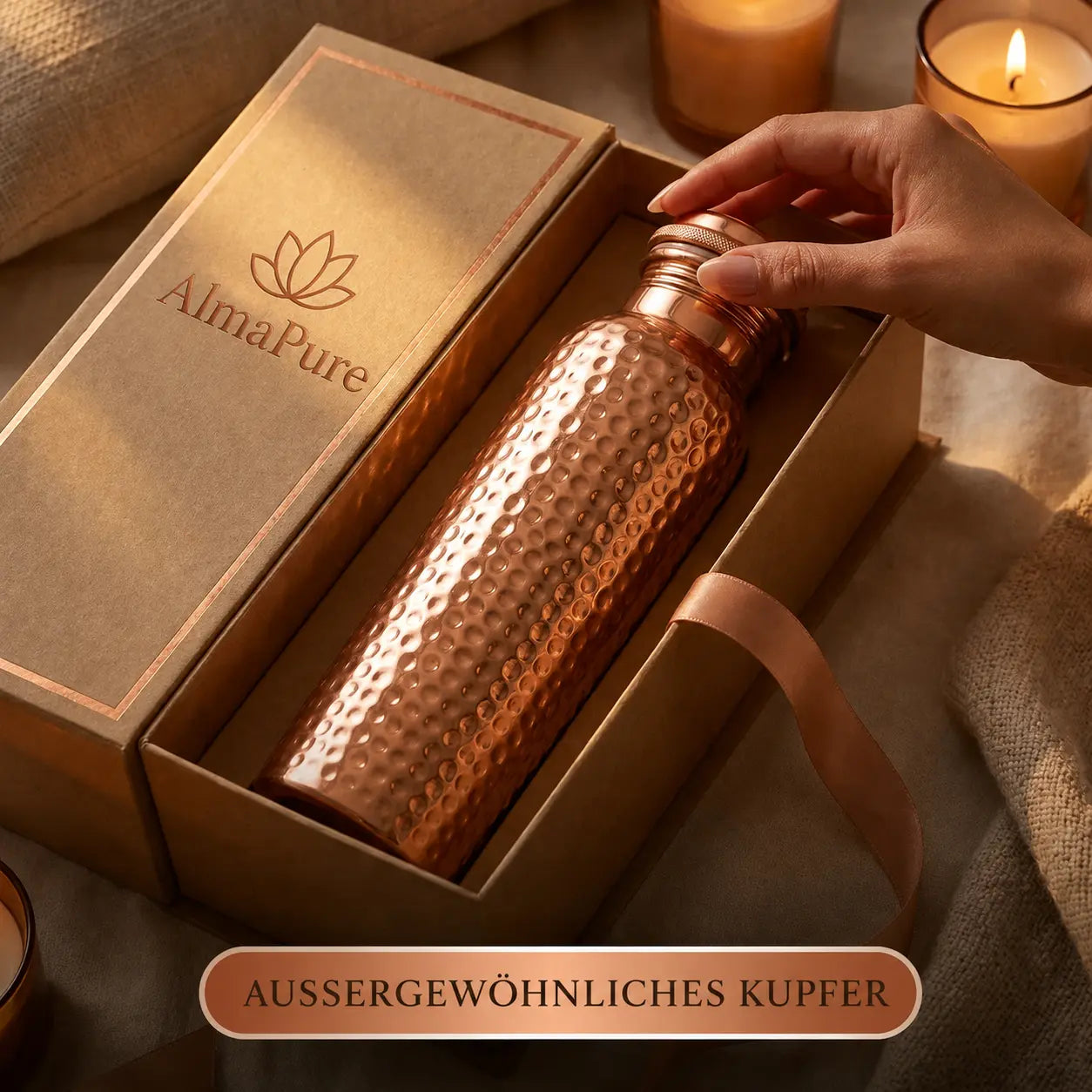 Alma Pure – Kupferflasche aus massivem Kupfer – Heritage Edition
