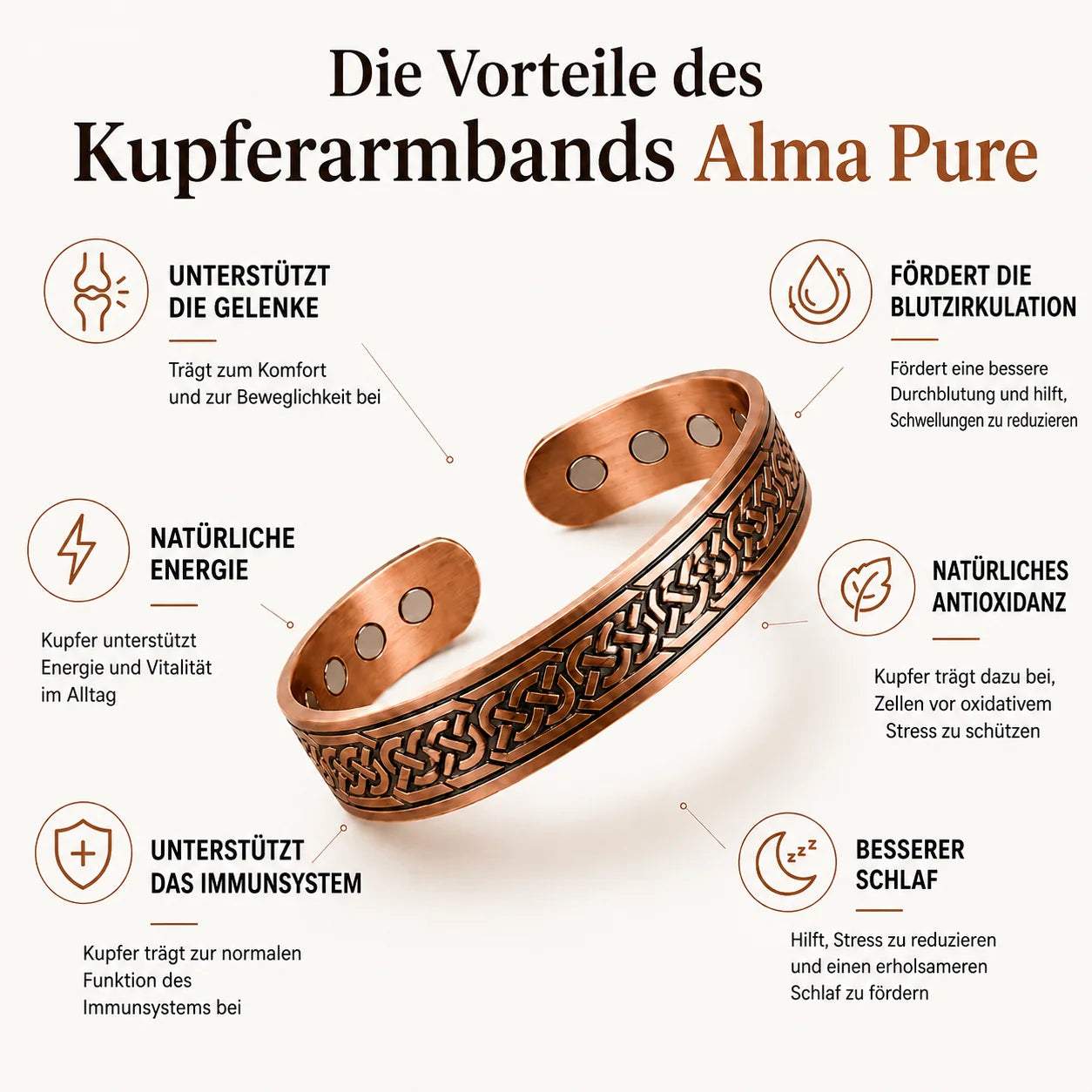 Reines Kupferarmband Alma Pure™
